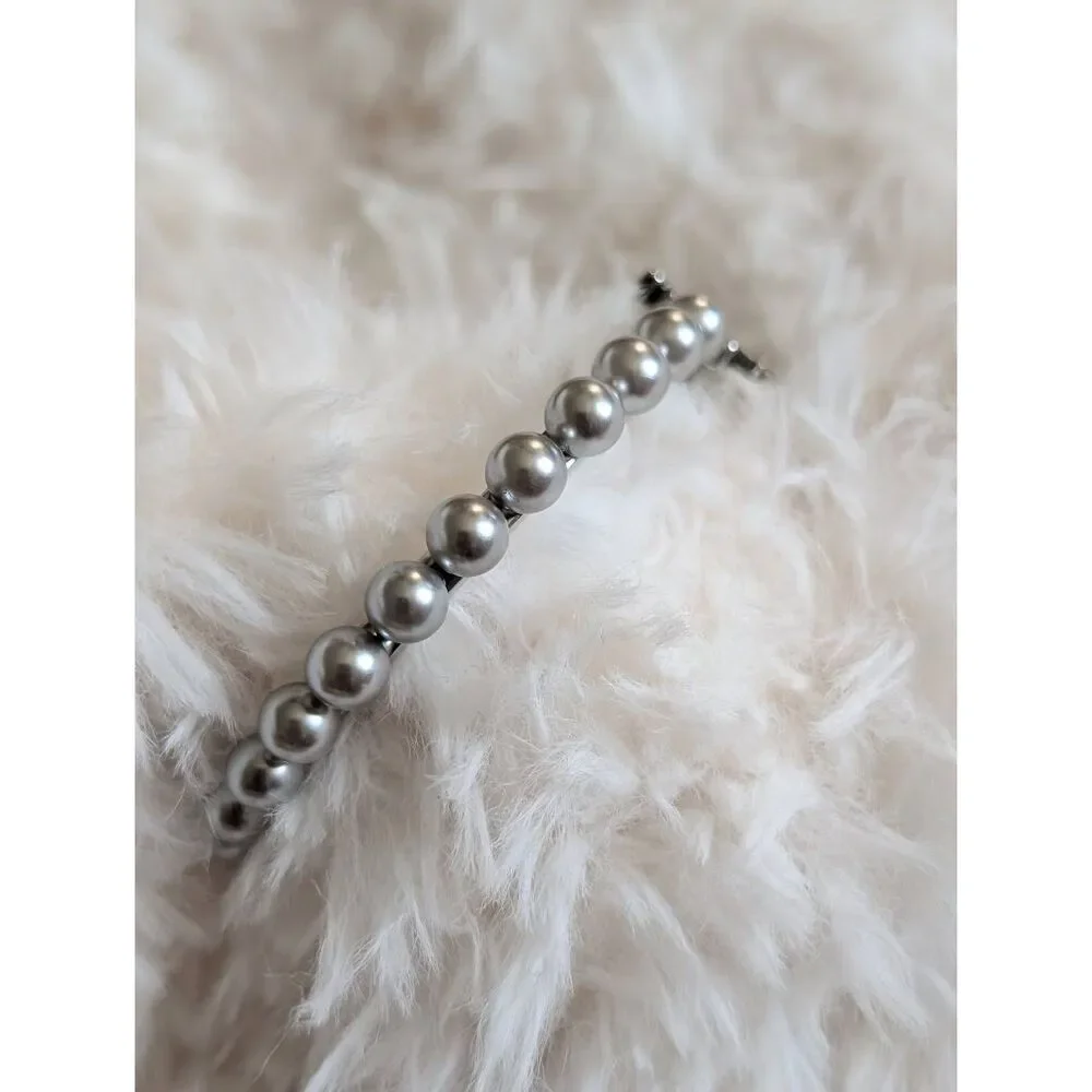 TORY BURCH Kira Silver Pearl Cuff Bangle